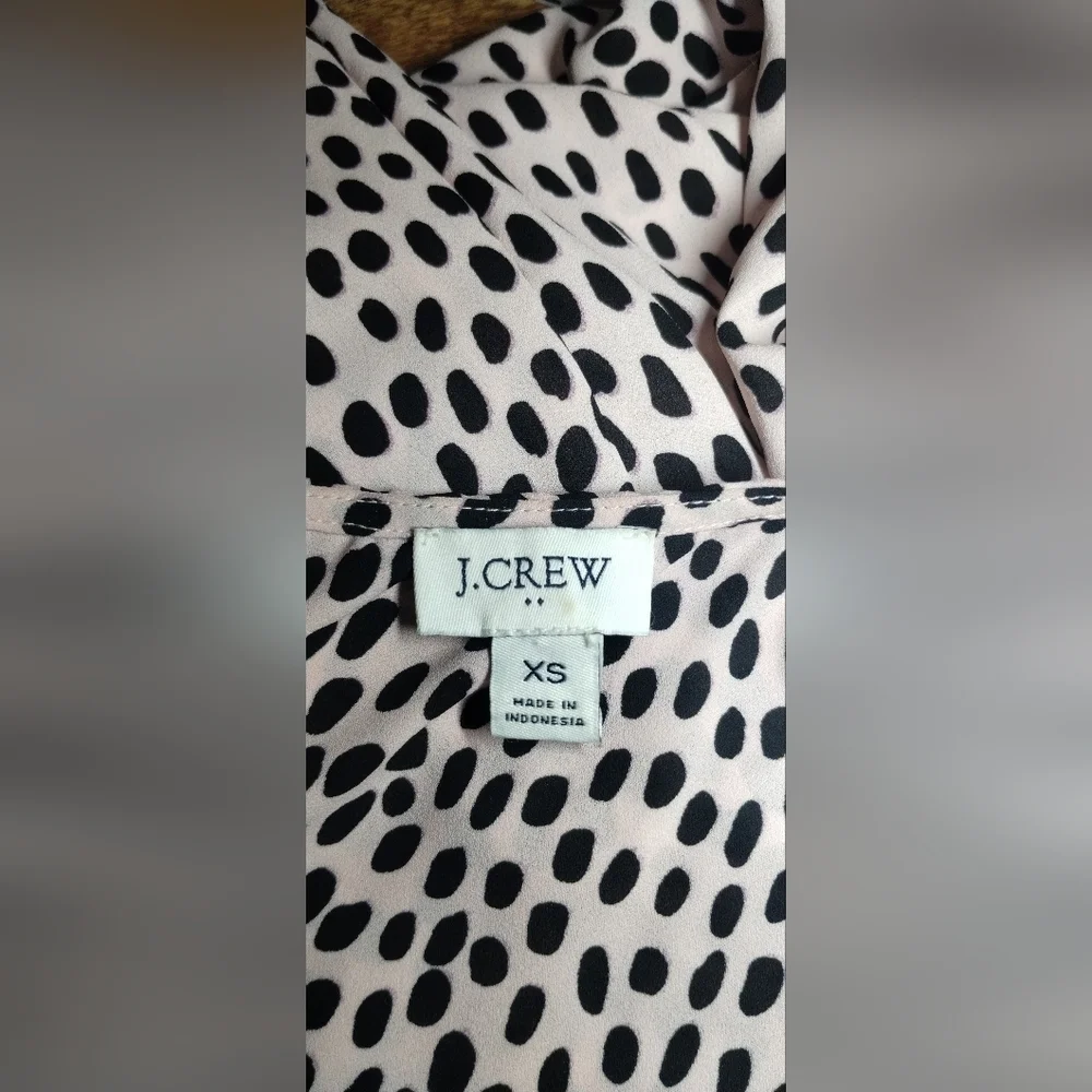 J. Crew Pink and Black Spotted Blouse
